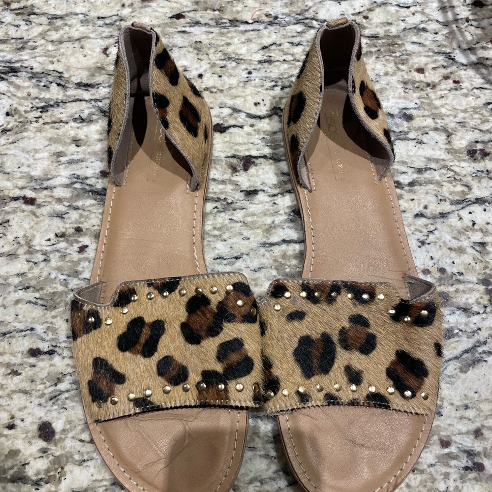 Leather Leopard Print Women's Flats
